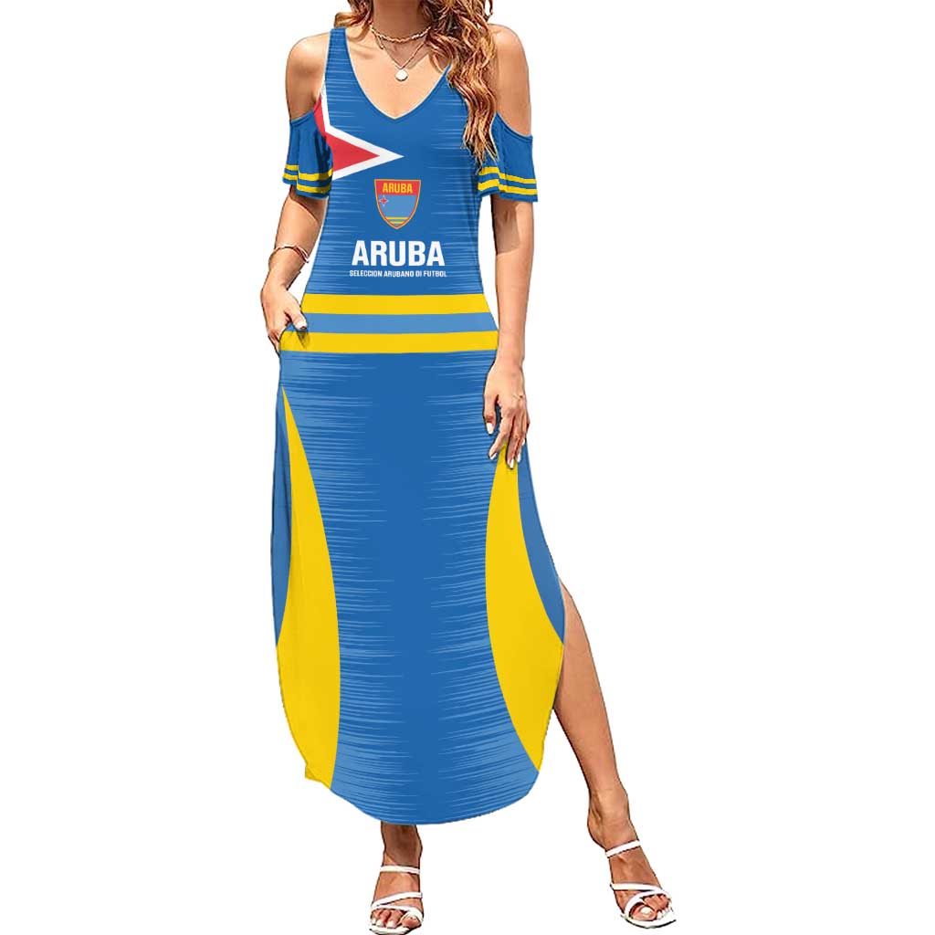Custom Aruba Football Family Matching Summer Maxi Dress and Hawaiian Shirt 2025 Go Champions Flag Color