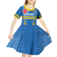 Custom Aruba Football Kid Short Sleeve Dress 2025 Go Champions Flag Color