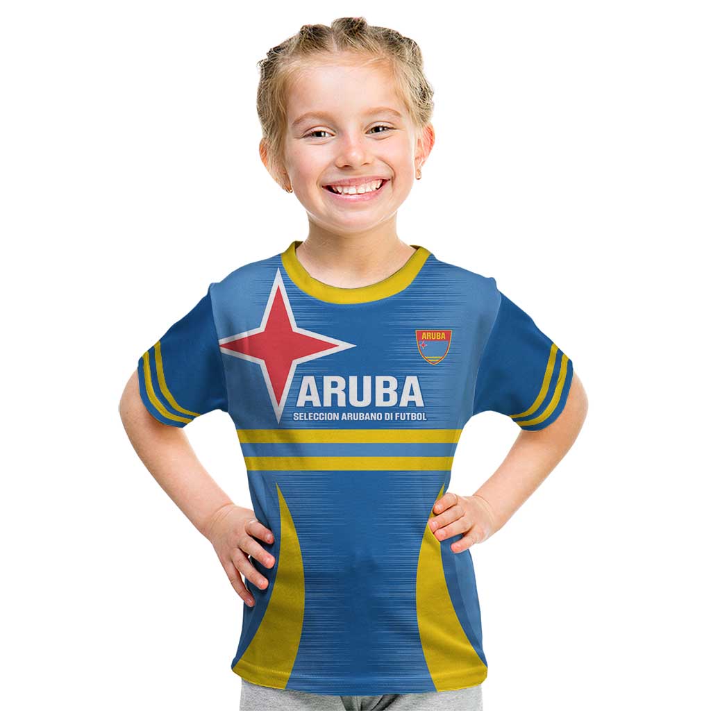 Custom Aruba Football Kid T Shirt 2025 Go Champions Flag Color