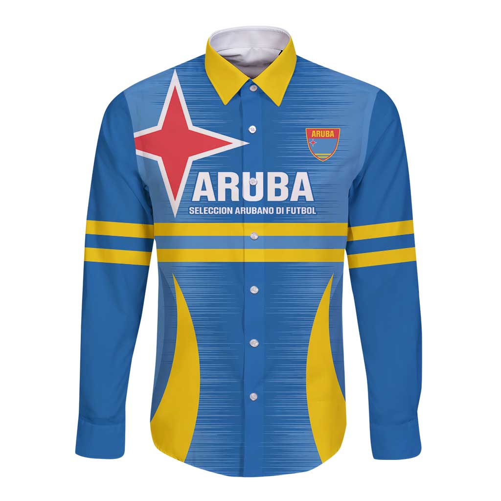 Custom Aruba Football Long Sleeve Button Shirt 2025 Go Champions Flag Color
