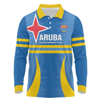 Custom Aruba Football Long Sleeve Polo Shirt 2025 Go Champions Flag Color