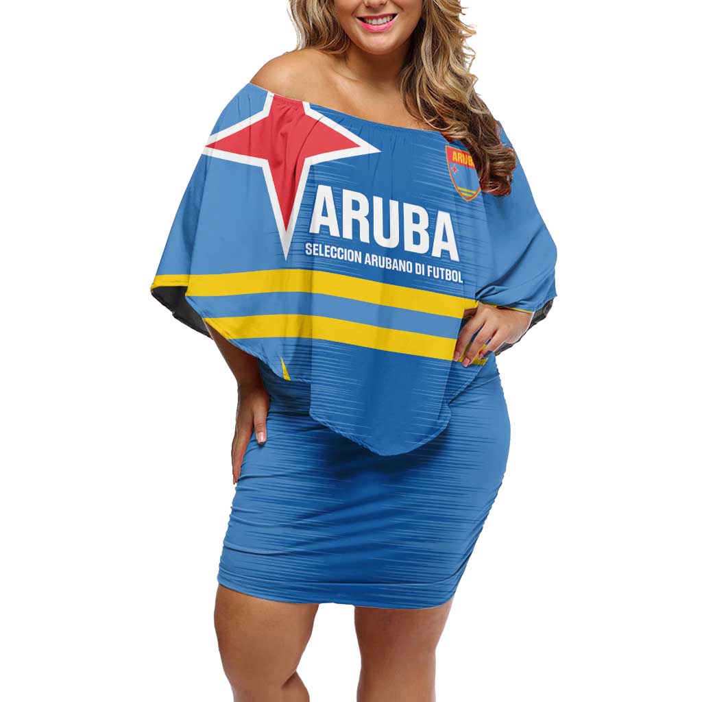 Custom Aruba Football Off Shoulder Short Dress 2025 Go Champions Flag Color