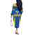Custom Aruba Football Off The Shoulder Long Sleeve Dress 2025 Go Champions Flag Color