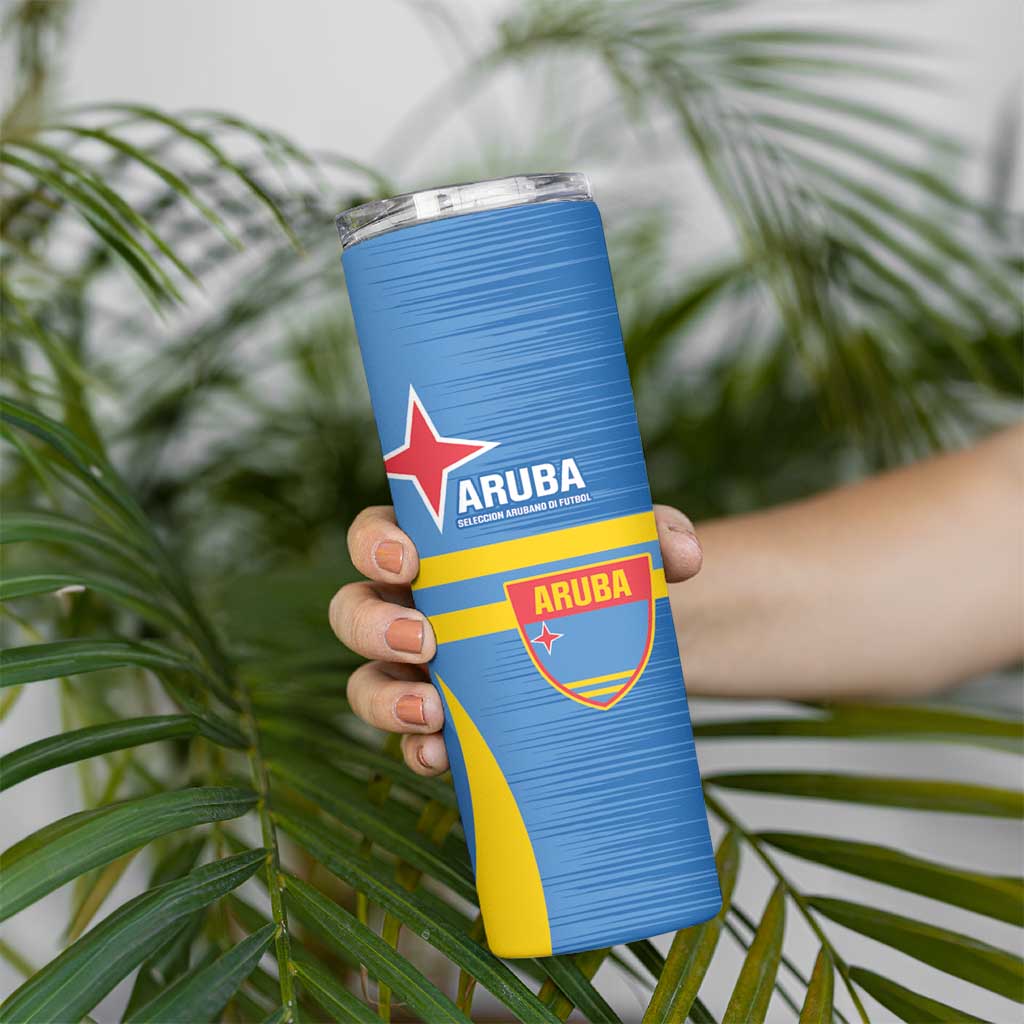 Custom Aruba Football Skinny Tumbler 2025 Go Champions Flag Color