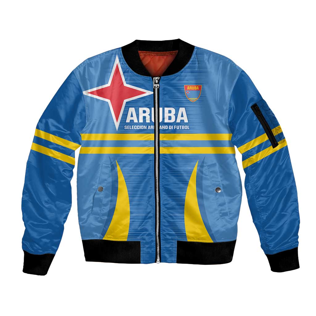 Custom Aruba Football Sleeve Zip Bomber Jacket 2025 Go Champions Flag Color