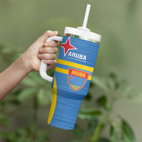 Custom Aruba Football Tumbler With Handle 2025 Go Champions Flag Color
