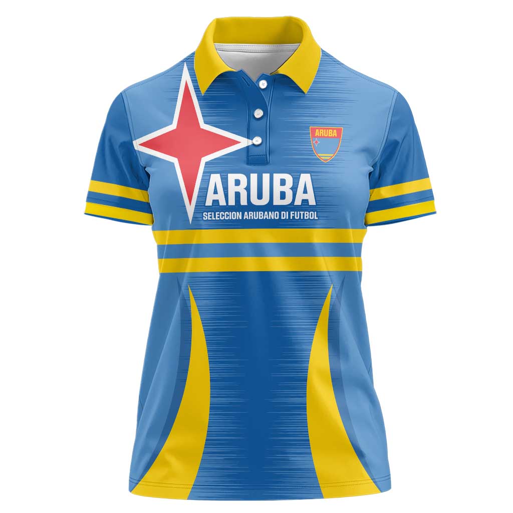 Custom Aruba Football Women Polo Shirt 2025 Go Champions Flag Color