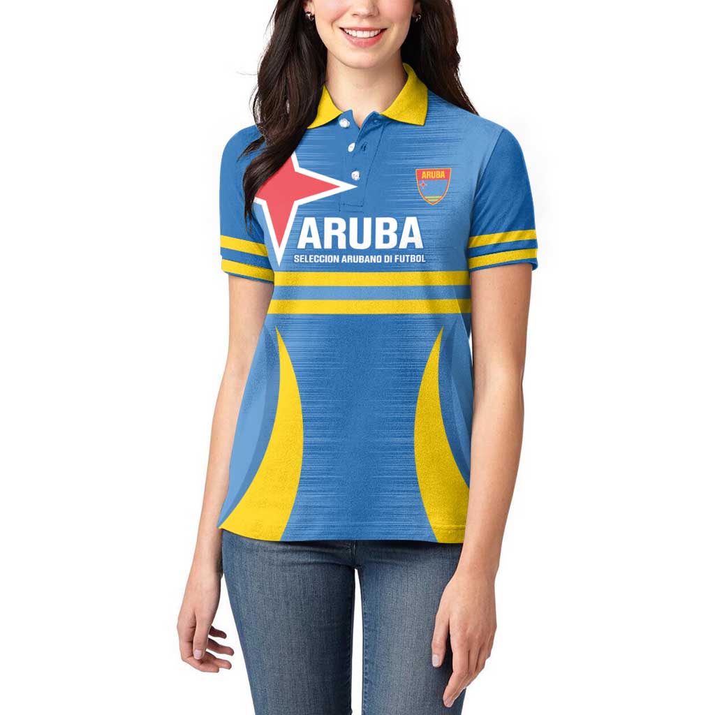 Custom Aruba Football Women Polo Shirt 2025 Go Champions Flag Color