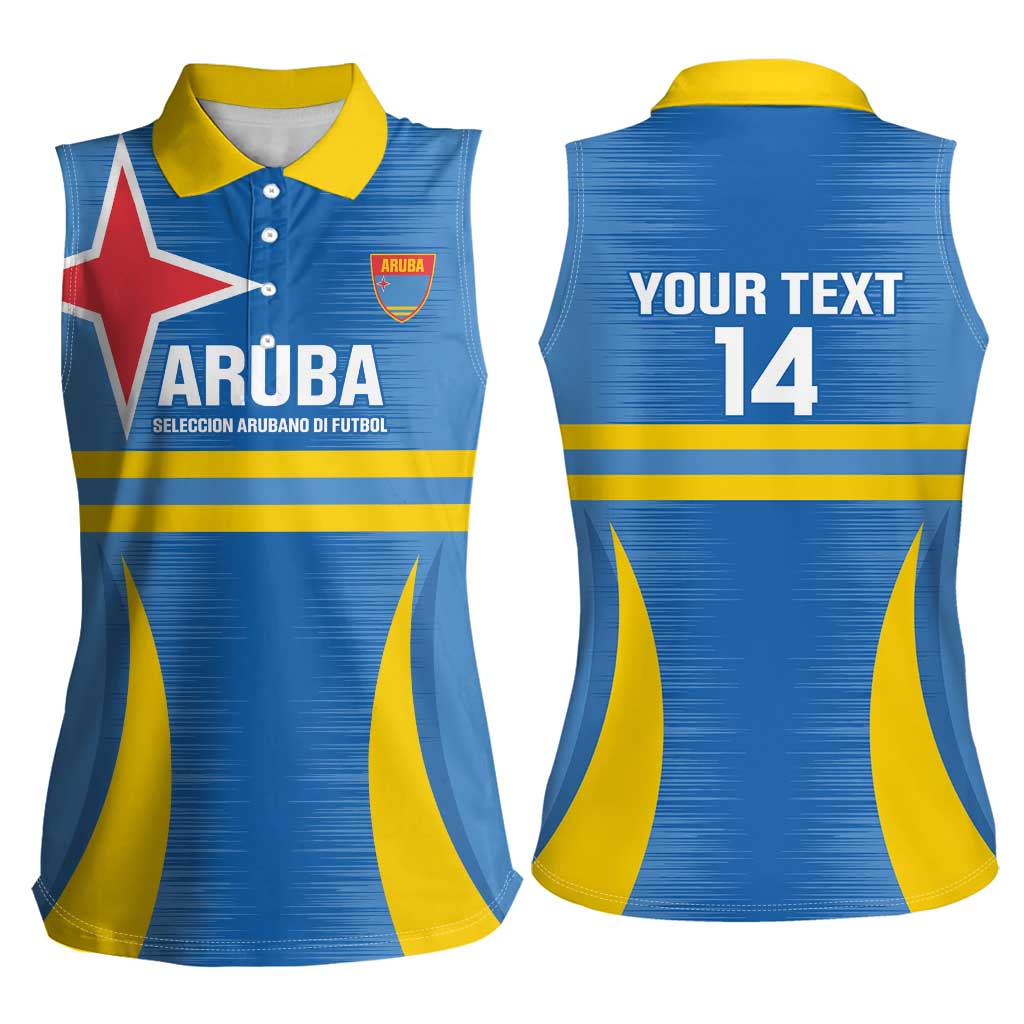 Custom Aruba Football Women Sleeveless Polo Shirt 2025 Go Champions Flag Color