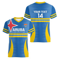 Custom Aruba Football Women V-Neck T-Shirt 2025 Go Champions Flag Color