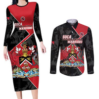 Custom Trinidad and Tobago Football Couples Matching Long Sleeve Bodycon Dress and Long Sleeve Button Shirt 2025 Go Soca Warriors