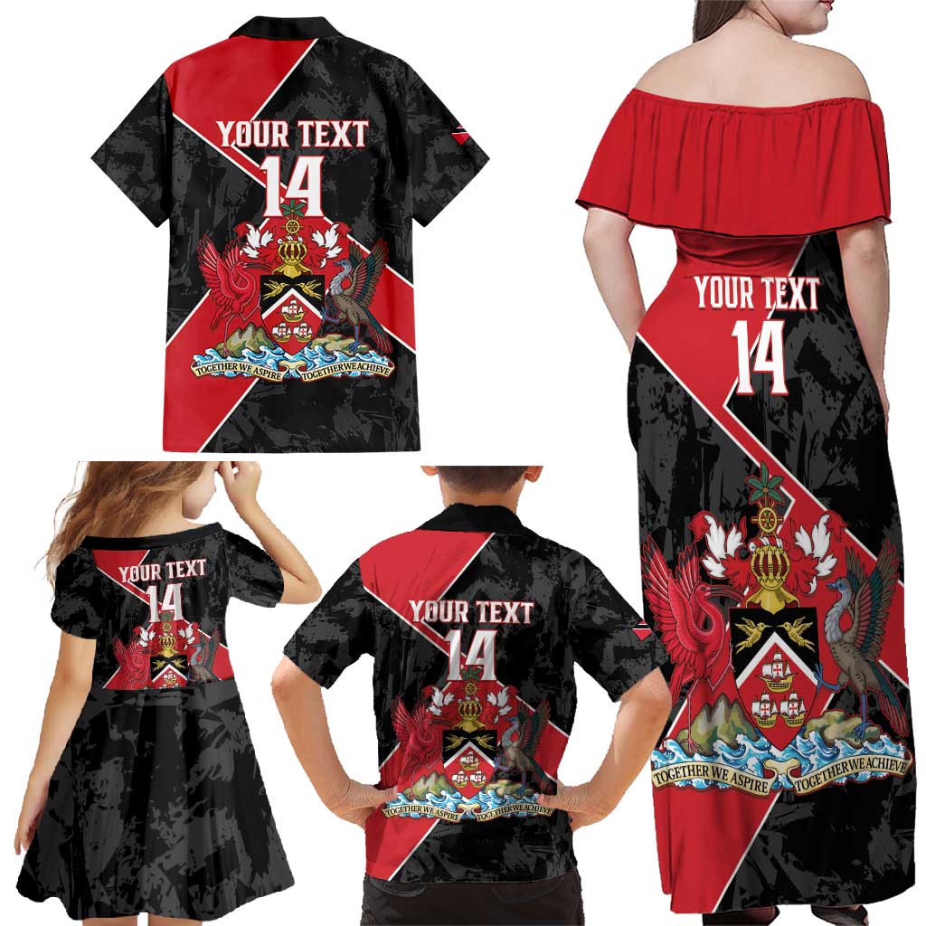 Custom Trinidad and Tobago Football Family Matching Off Shoulder Maxi Dress and Hawaiian Shirt 2025 Go Soca Warriors