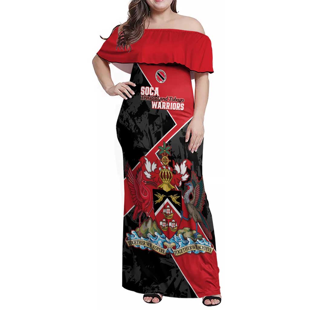 Custom Trinidad and Tobago Football Family Matching Off Shoulder Maxi Dress and Hawaiian Shirt 2025 Go Soca Warriors
