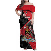 Custom Trinidad and Tobago Football Family Matching Off Shoulder Maxi Dress and Hawaiian Shirt 2025 Go Soca Warriors