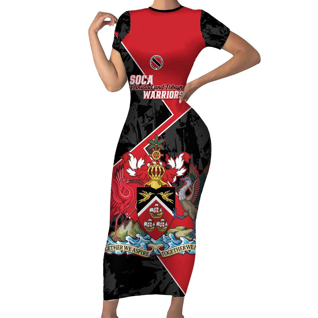 Custom Trinidad and Tobago Football Family Matching Short Sleeve Bodycon Dress and Hawaiian Shirt 2025 Go Soca Warriors