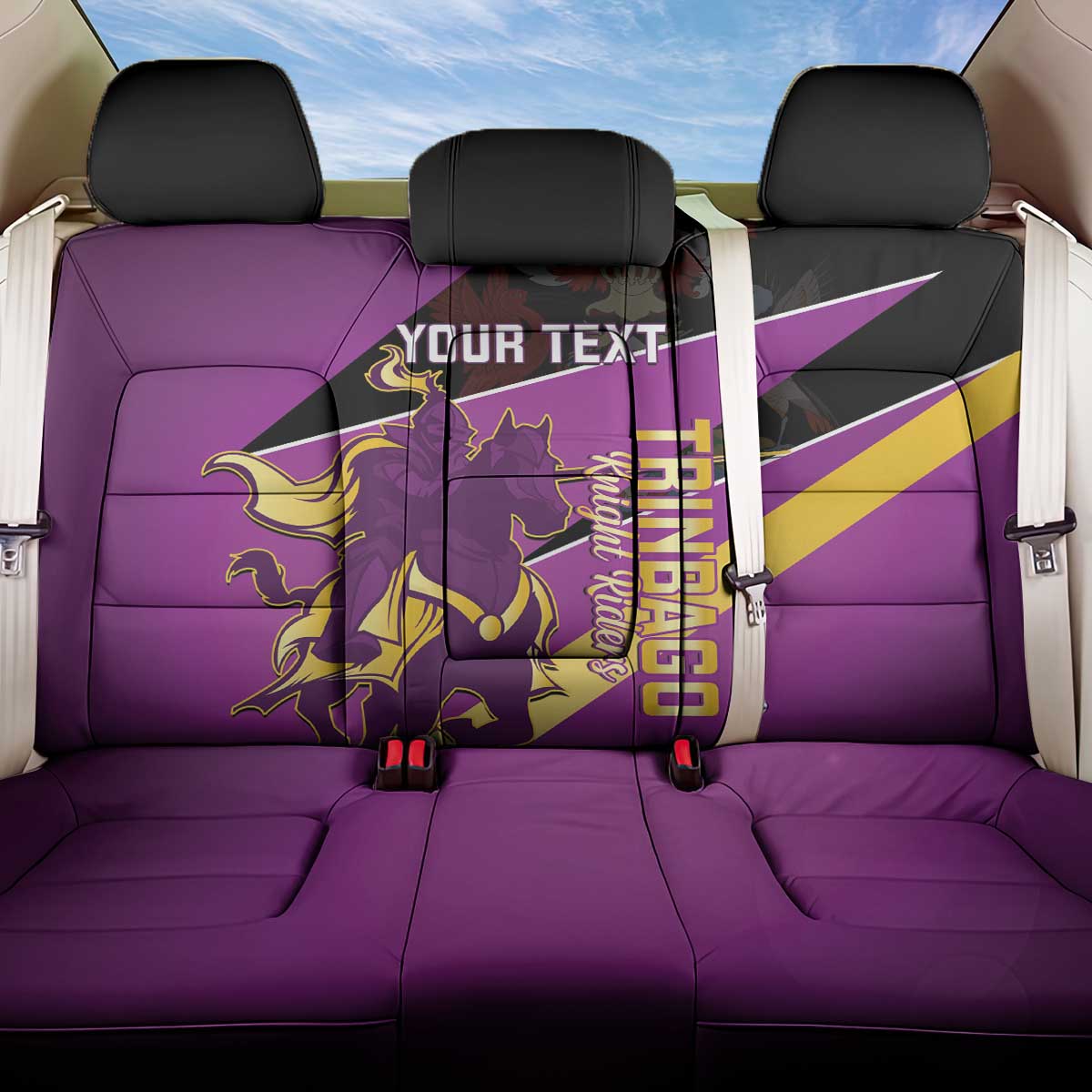 Custom Trinidad and Tobago Cricket Back Car Seat Cover Come On Knight Riders Purple Version