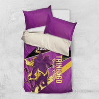 Custom Trinidad and Tobago Cricket Bedding Set Come On Knight Riders Purple Version