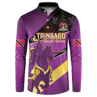 Custom Trinidad and Tobago Cricket Button Sweatshirt Come On Knight Riders Purple Version