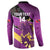 Custom Trinidad and Tobago Cricket Button Sweatshirt Come On Knight Riders Purple Version