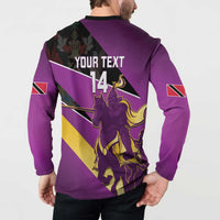 Custom Trinidad and Tobago Cricket Button Sweatshirt Come On Knight Riders Purple Version