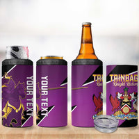Custom Trinidad and Tobago Cricket 4 in 1 Can Cooler Tumbler Come On Knight Riders Purple Version