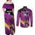 Custom Trinidad and Tobago Cricket Couples Matching Off Shoulder Maxi Dress and Long Sleeve Button Shirt Come On Knight Riders Purple Version