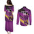 Custom Trinidad and Tobago Cricket Couples Matching Puletasi and Long Sleeve Button Shirt Come On Knight Riders Purple Version