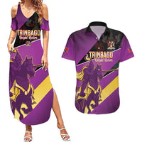 Custom Trinidad and Tobago Cricket Couples Matching Summer Maxi Dress and Hawaiian Shirt Come On Knight Riders Purple Version