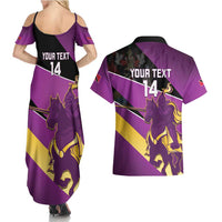 Custom Trinidad and Tobago Cricket Couples Matching Summer Maxi Dress and Hawaiian Shirt Come On Knight Riders Purple Version