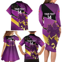 Custom Trinidad and Tobago Cricket Family Matching Long Sleeve Bodycon Dress and Hawaiian Shirt Come On Knight Riders Purple Version