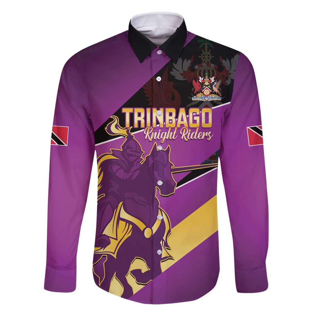 Custom Trinidad and Tobago Cricket Family Matching Off Shoulder Short Dress and Hawaiian Shirt Come On Knight Riders Purple Version