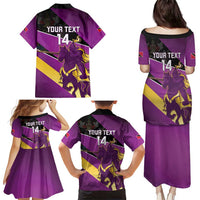 Custom Trinidad and Tobago Cricket Family Matching Puletasi and Hawaiian Shirt Come On Knight Riders Purple Version