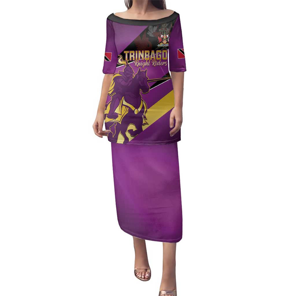 Custom Trinidad and Tobago Cricket Family Matching Puletasi and Hawaiian Shirt Come On Knight Riders Purple Version