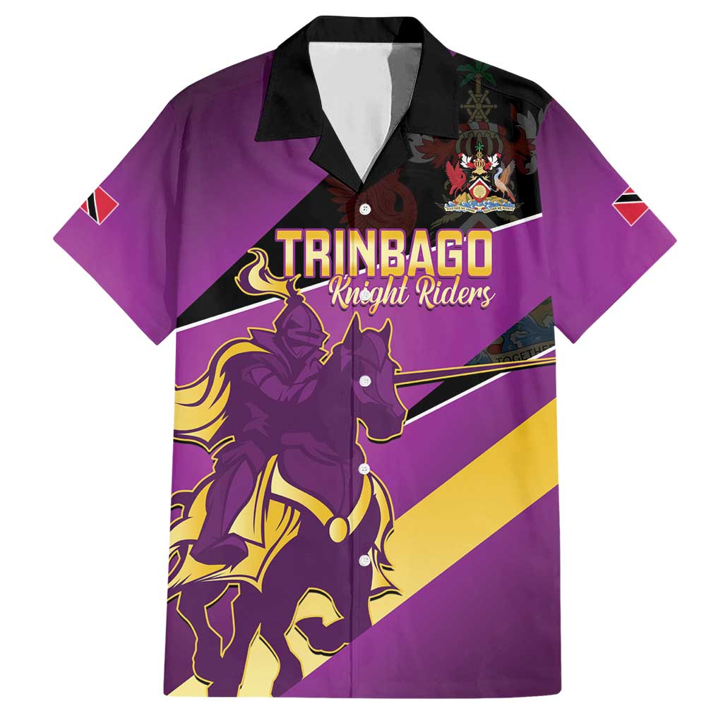 Custom Trinidad and Tobago Cricket Family Matching Short Sleeve Bodycon Dress and Hawaiian Shirt Come On Knight Riders Purple Version