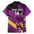 Custom Trinidad and Tobago Cricket Family Matching Short Sleeve Bodycon Dress and Hawaiian Shirt Come On Knight Riders Purple Version