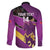 Custom Trinidad and Tobago Cricket Family Matching Short Sleeve Bodycon Dress and Hawaiian Shirt Come On Knight Riders Purple Version