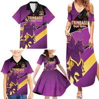 Custom Trinidad and Tobago Cricket Family Matching Summer Maxi Dress and Hawaiian Shirt Come On Knight Riders Purple Version
