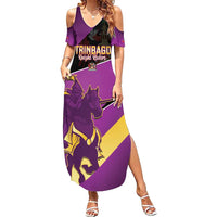 Custom Trinidad and Tobago Cricket Family Matching Summer Maxi Dress and Hawaiian Shirt Come On Knight Riders Purple Version