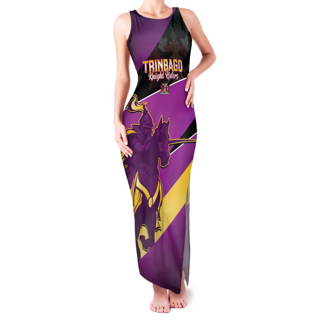 Custom Trinidad and Tobago Cricket Family Matching Tank Maxi Dress and Hawaiian Shirt Come On Knight Riders Purple Version
