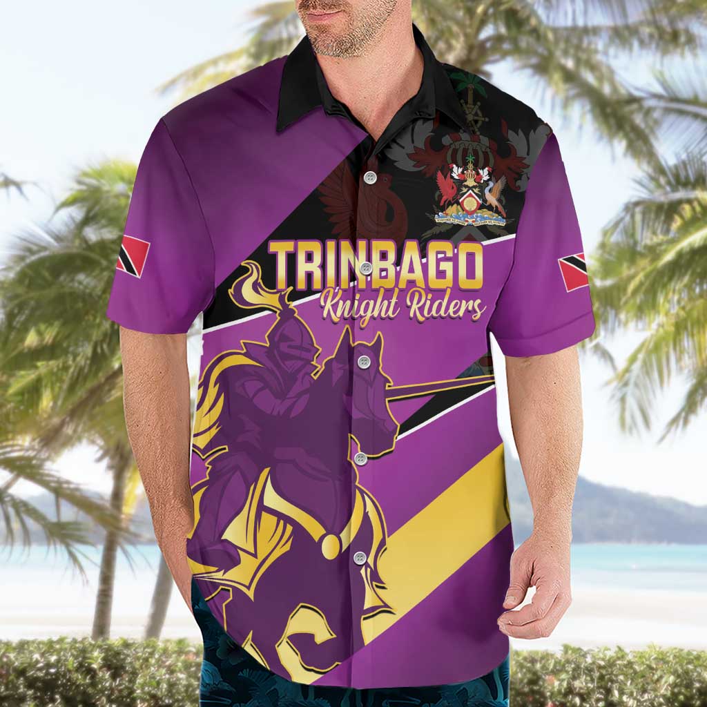 Custom Trinidad and Tobago Cricket Hawaiian Shirt Come On Knight Riders Purple Version