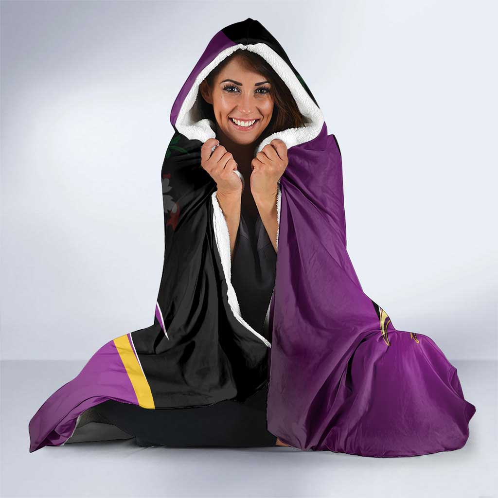 Custom Trinidad and Tobago Cricket Hooded Blanket Come On Knight Riders Purple Version