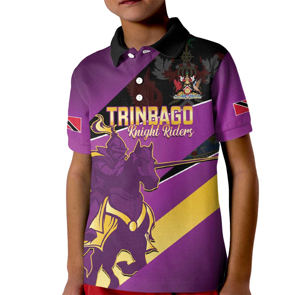 Custom Trinidad and Tobago Cricket Kid Polo Shirt Come On Knight Riders Purple Version