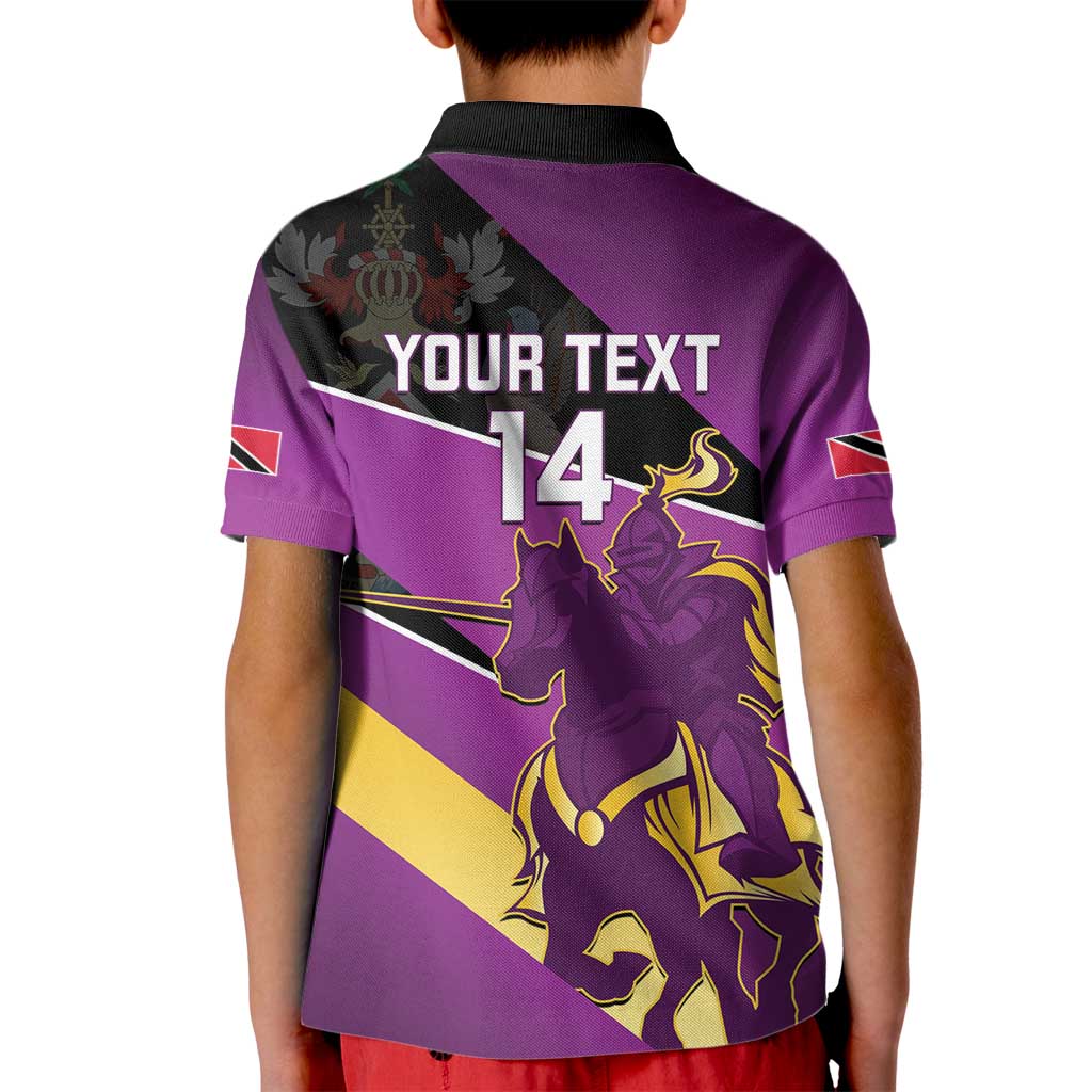 Custom Trinidad and Tobago Cricket Kid Polo Shirt Come On Knight Riders Purple Version