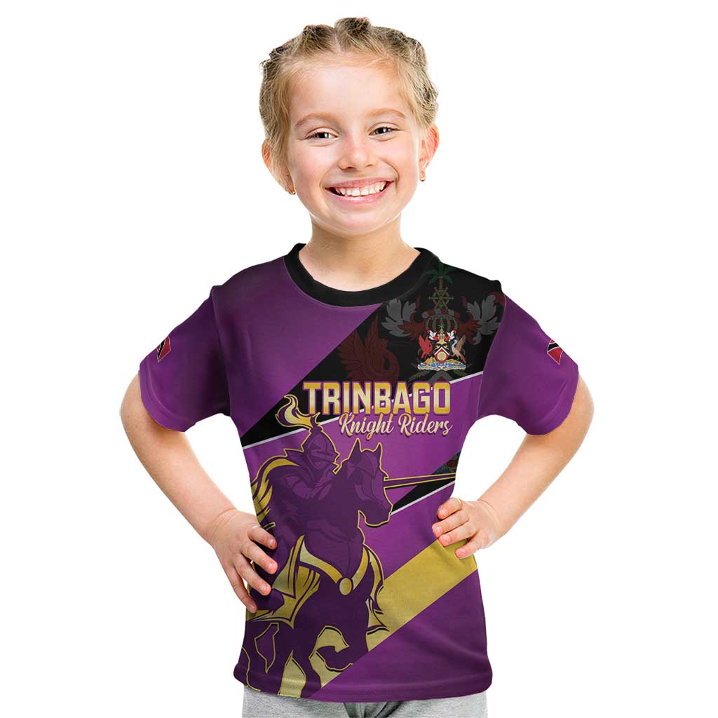 Custom Trinidad and Tobago Cricket Kid T Shirt Come On Knight Riders Purple Version