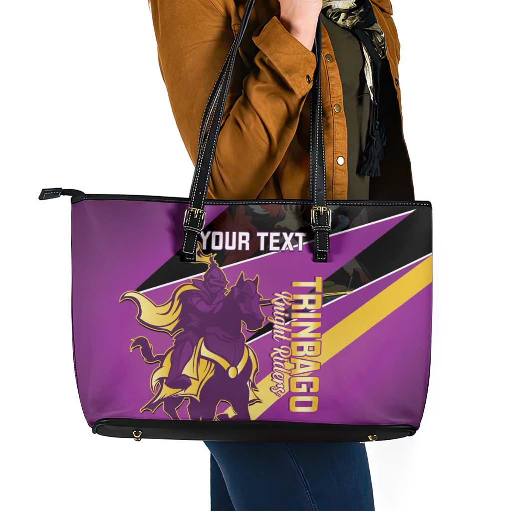 Custom Trinidad and Tobago Cricket Leather Tote Bag Come On Knight Riders Purple Version