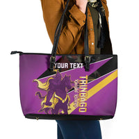 Custom Trinidad and Tobago Cricket Leather Tote Bag Come On Knight Riders Purple Version