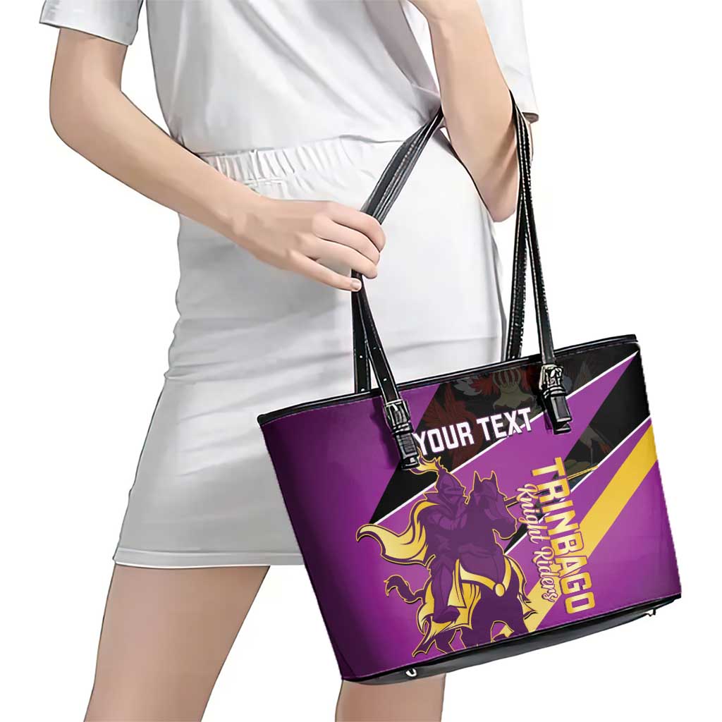 Custom Trinidad and Tobago Cricket Leather Tote Bag Come On Knight Riders Purple Version