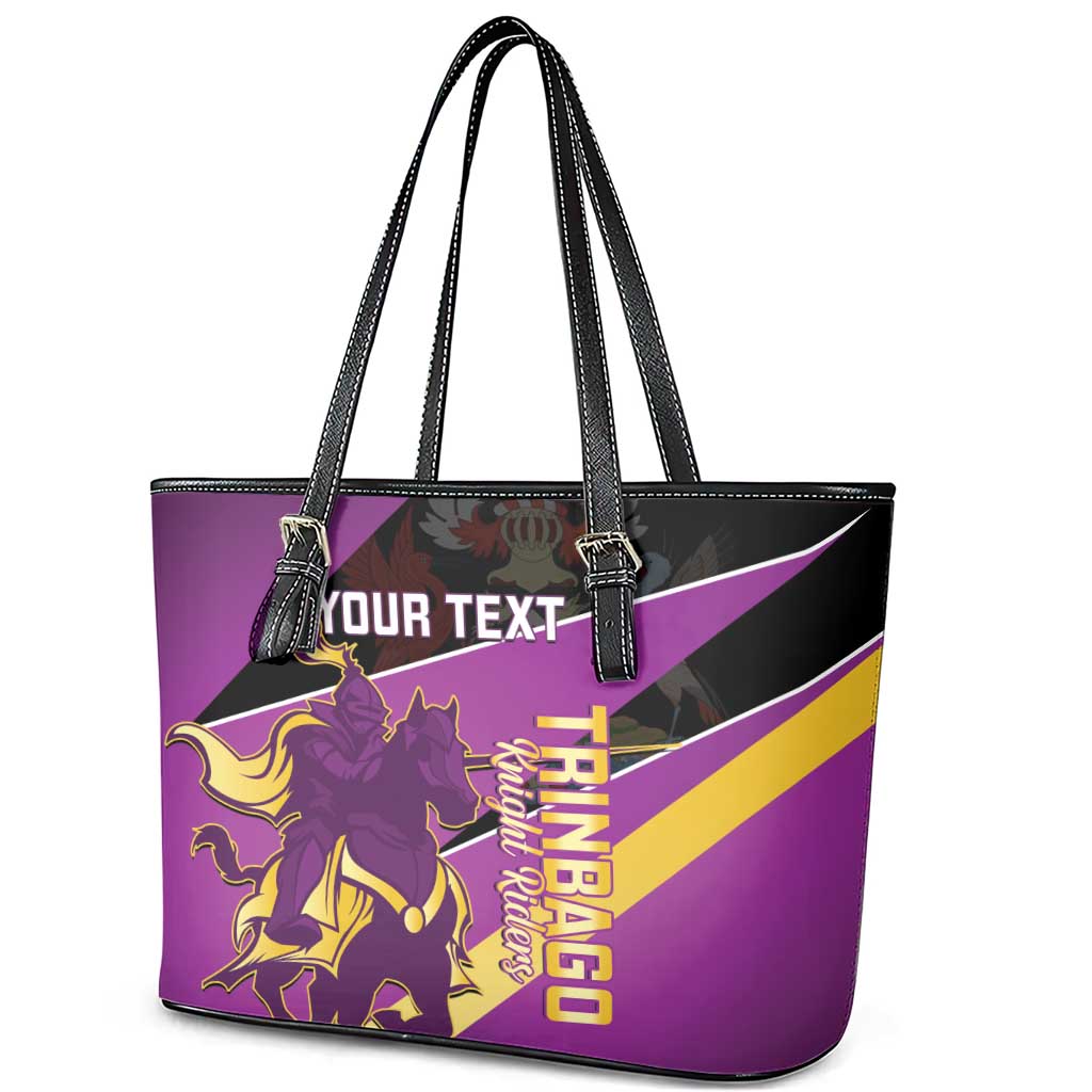 Custom Trinidad and Tobago Cricket Leather Tote Bag Come On Knight Riders Purple Version