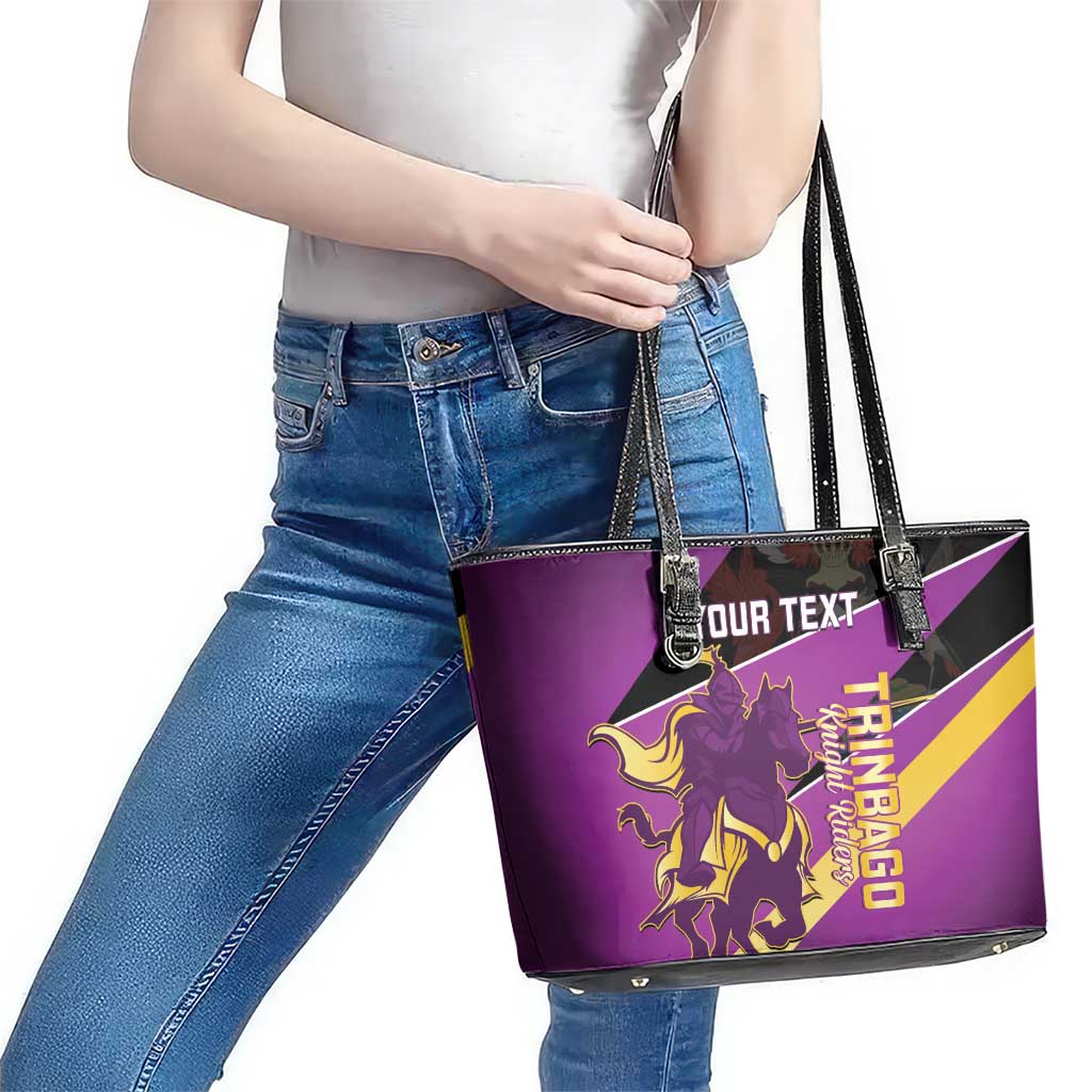 Custom Trinidad and Tobago Cricket Leather Tote Bag Come On Knight Riders Purple Version