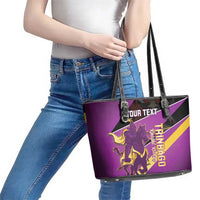Custom Trinidad and Tobago Cricket Leather Tote Bag Come On Knight Riders Purple Version